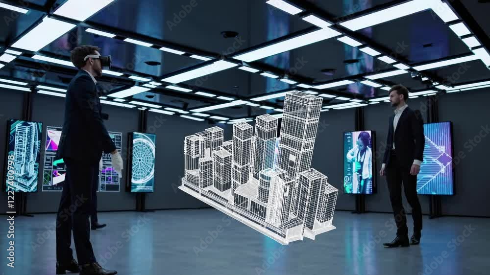 Leinwandbilder Exploring virtual environments with augmented reality technology in a modern exhibit space