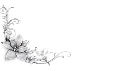 Silver Floral Design with Ornate Flourishes and Gems