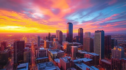 Fototapeta premium Urban beauty denver sunset