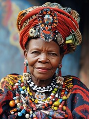 Fototapeta premium Woman with headdress and necklaces