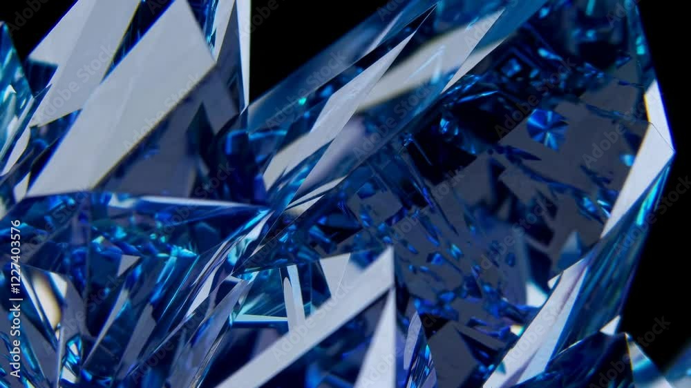 Poster complex crystal structure with sharp edges and reflective surfaces creates a mesmerizing visual with