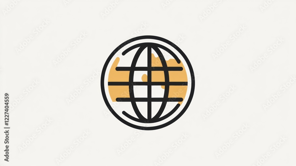 Poster global symbol representing international unity through interconnected lines and an abstract map desi