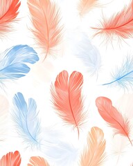Ethereal Feather Pattern on Pristine White Background for Soft  Gentle  and Minimalist Designs