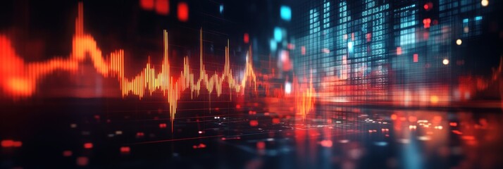 Obraz premium Abstract Visualization of Financial Data: Dynamic Market Trends, Stock Exchange, Cryptocurrency, Investment, and Global Economy