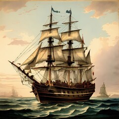 the AI Image Generator, Majestic Historical Sailing Ship