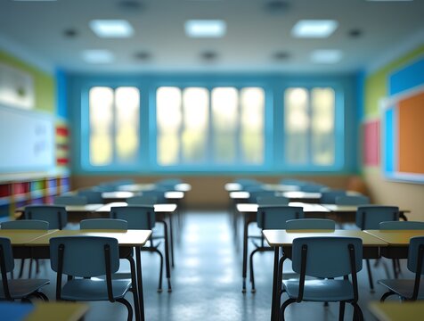 empty kids classroom with chairs
