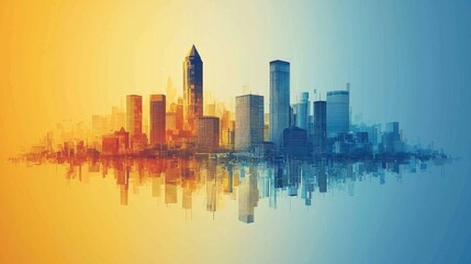 Fototapeta premium Futuristic city skyline symbolizing progress, clean architectural