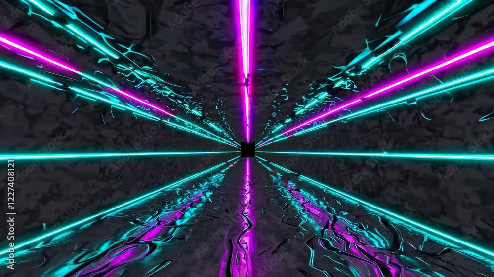Leinwandbilder neon lights create a mesmerizing tunnel effect in a digital space during an immersive art experience