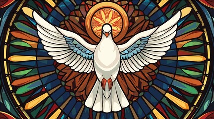Elegant White Dove Catholic Item Flat Vector Illustration