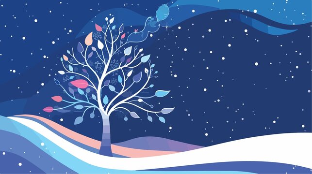 Winter Celebration Abstract Tree Nature Backdrop: Shiny