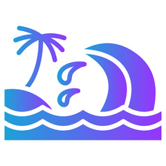 Tsunami glyph gradient icon