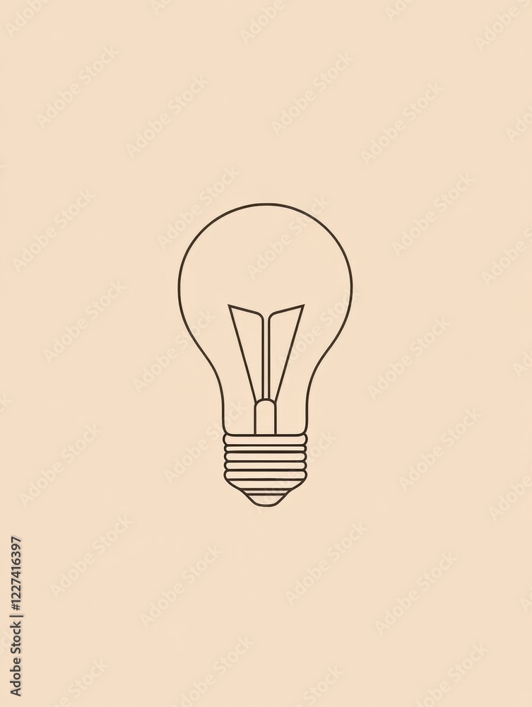 Aufkleber creative illustration of a light bulb design on a soft beige background for inspiration and ideas. g