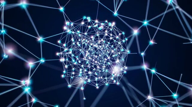 Dynamic visualization of a complex network structure representing interconnected nodes and edges in a digital landscape