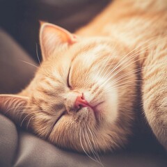 cat sleeping on the bed