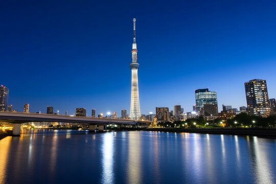 City skyline with a tall building in the middle