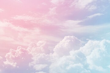 Serene pastel sky filled with fluffy clouds during sunset, creating a tranquil atmosphere