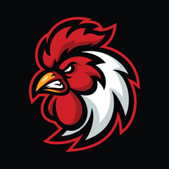 vector cartoon, character, and mascot of an angry rooster head sport logo.eps