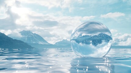 Crystal Ball Reflection of Mountains and Lake