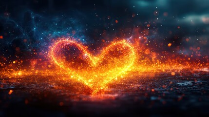 Fiery Heart: A Burning Love Abstract