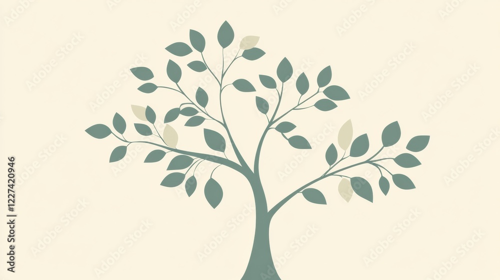 Leinwandbilder stylized tree icon featuring branches and leaves in a minimalistic design suitable for various artis
