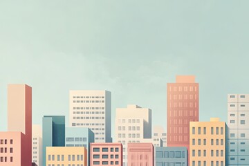 Fototapeta premium Pastel Cityscape Modern Building Skyline View