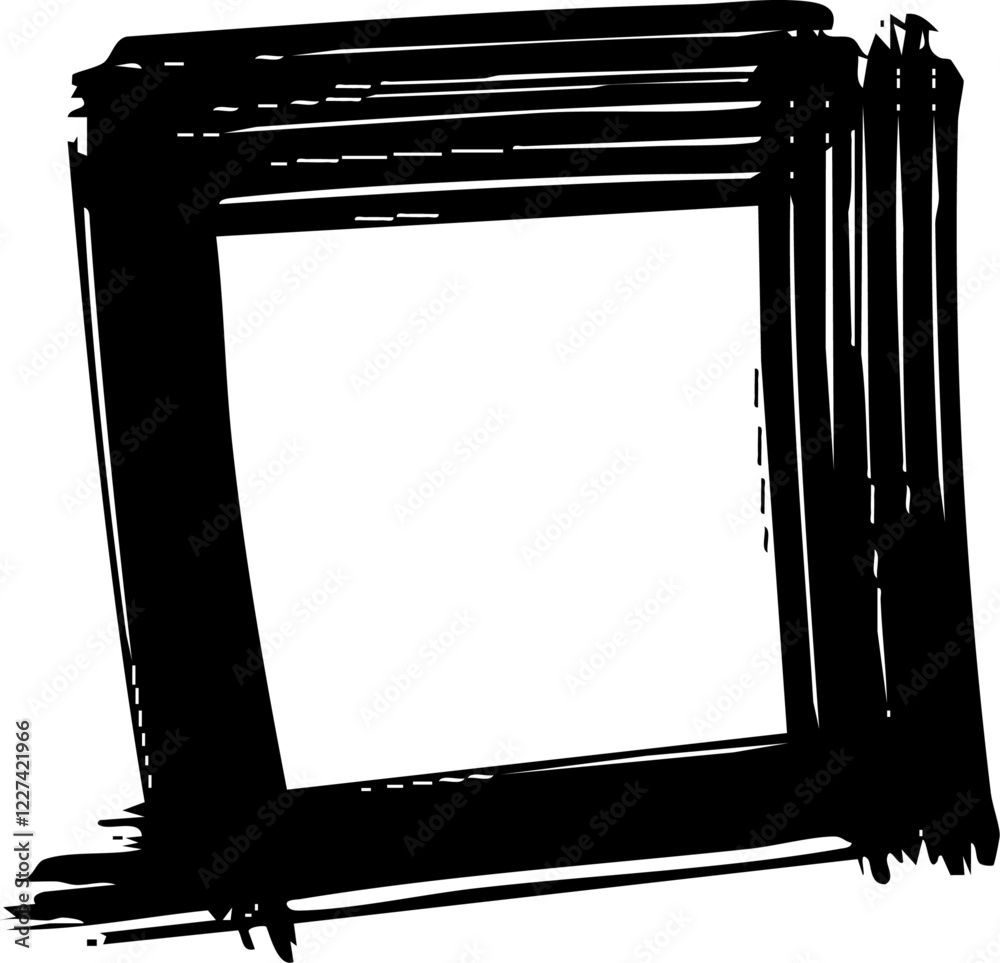 Poster square scribble marker brush line vector shape