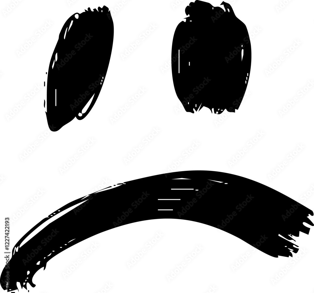 Poster sad and eye scribble marker brush line vector shape