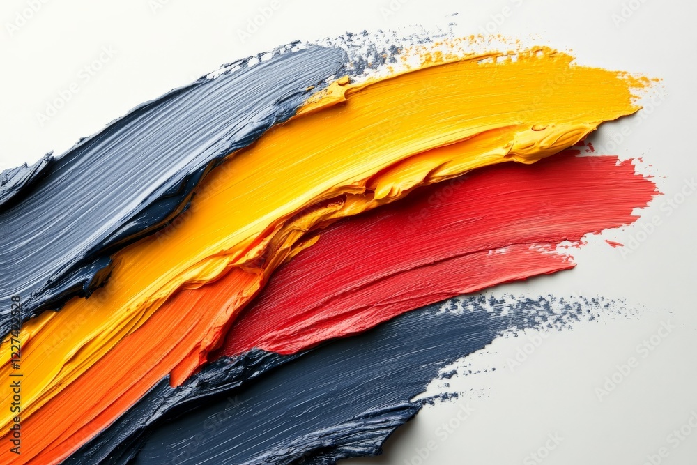 Poster Colorful strokes of paint blend together on a canvas, creating an abstract masterpiece in a vibrant and artistic display
