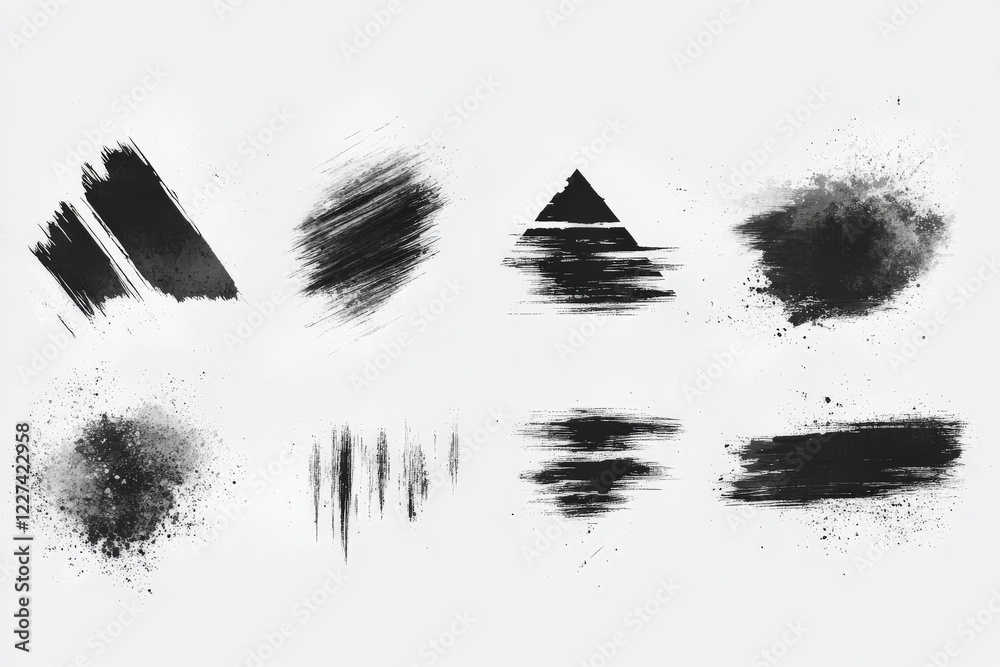 Aufkleber Unique black paint strokes and textures for artistic projects and graphic design use in a variety of styles