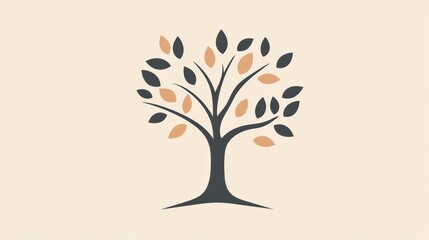 Stylized tree icon featuring branches and leaves in warm colors against a neutral background. Generative AI