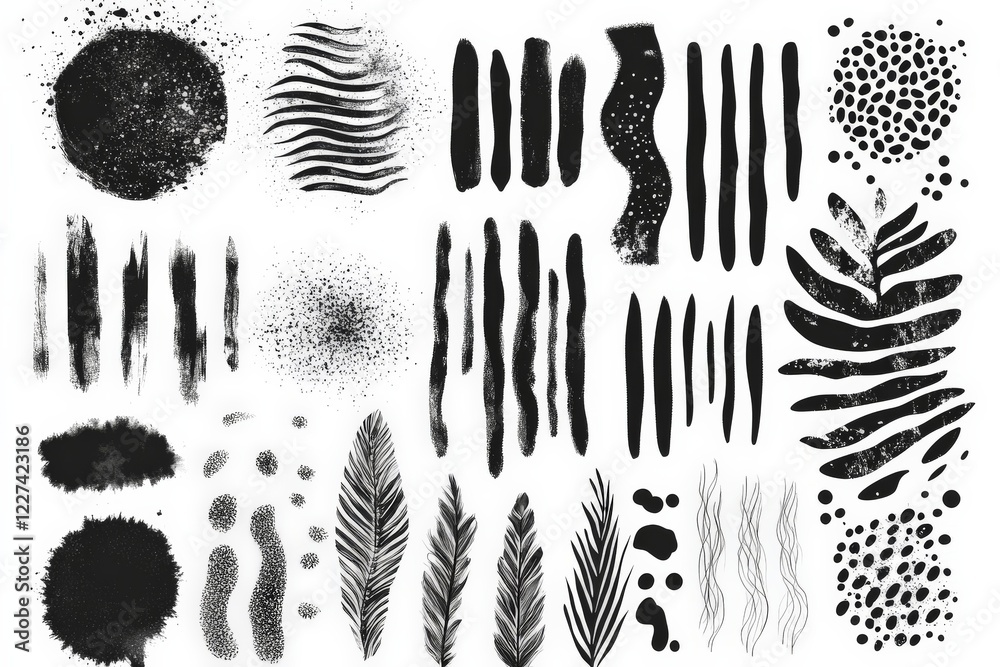 Poster Artistic collection of black and white textures and patterns suitable for creative design projects