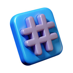 3D Hashtag Symbol - Social Media and Trending Icon