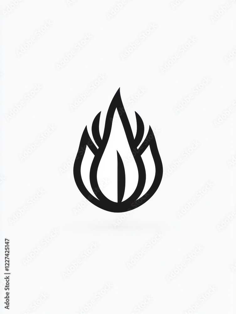 Poster flame icon symbolizing heat, energy, and transformation with minimalistic design for modern applicat