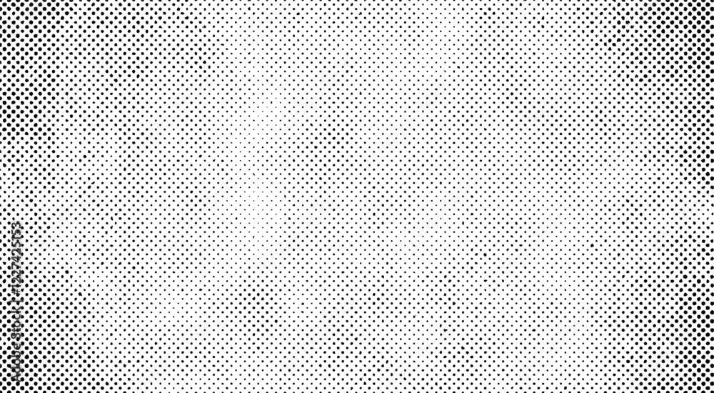 Wall mural vector halftone background with a black and white dotted subtle grunge vignette. retro minimal backd
