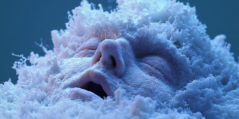 Obraz premium Human Face Submerged in White Textured Substance