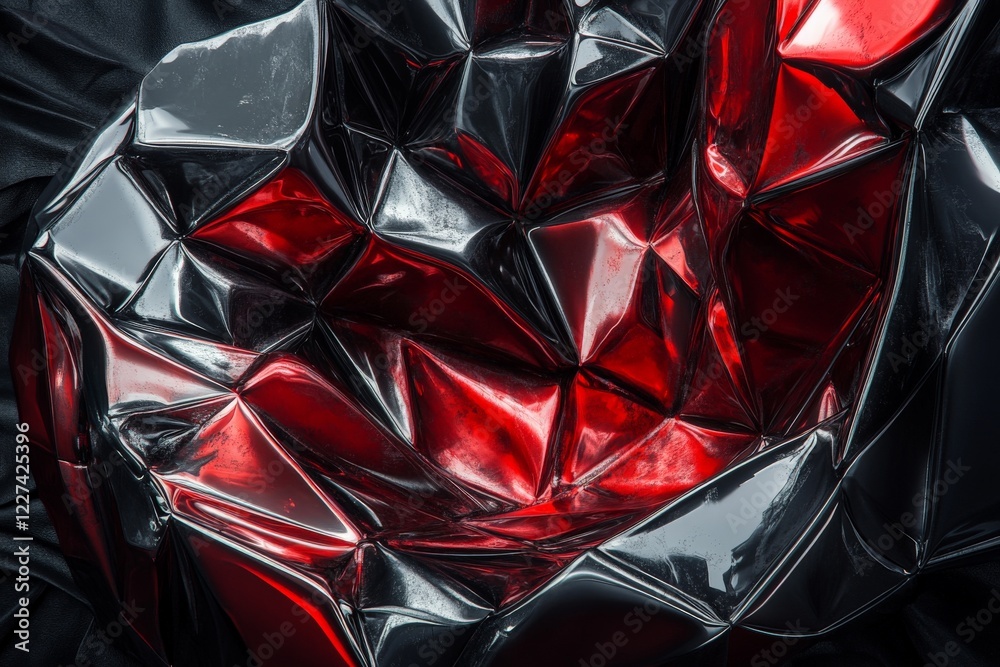 Leinwandbilder Abstract design featuring glossy red and black textures with intricate patterns forming a heart shape in a creative composition