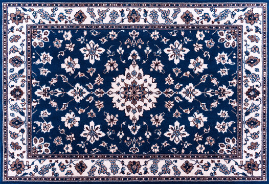 Elegant Persian carpet with cobalt blue and beige tones
