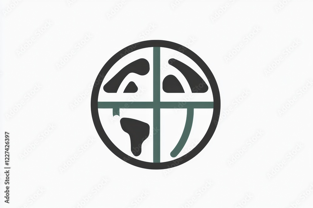 Poster Design showcasing a stylized globe featuring continents and grid lines for educational or artistic purposes. Generative AI