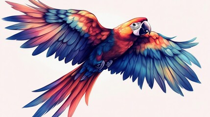 Obraz premium Witness nature's brilliance through the vibrant hues of this flying parrot illustration.