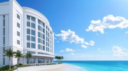 Obraz premium A luxury beachfront hotel with a modern design, large balconies