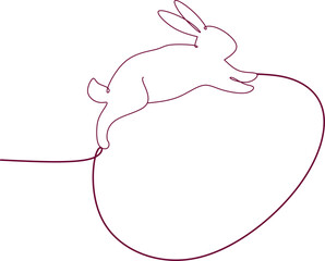 Easter bunny line drawing vector, rabbit easter lineart vector illustration 