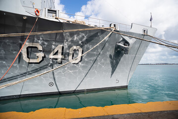 view of the ship Bahia open to visitors in the port of the city of Salvador, Brazil.