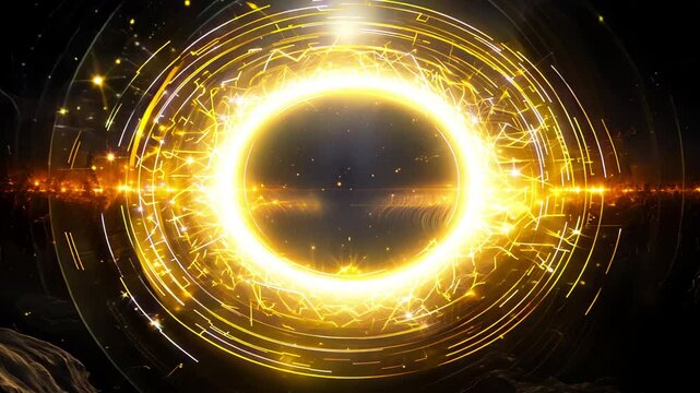 Cosmic Gateway: Fantasy Black Hole with Abstract Light - made with Generative AI