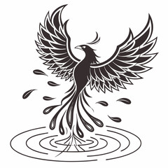 Fototapeta premium Creative animal icon Phoenix Rising from Water vector illustration
