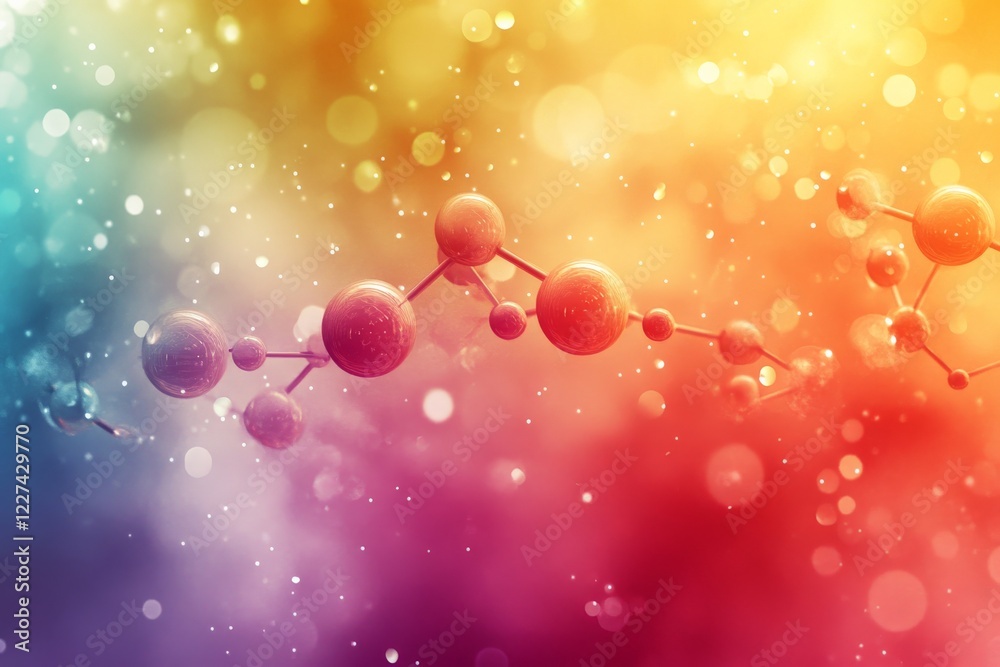 Aufkleber colorful molecular structure illustration depicting science and exploration in a vibrant setting