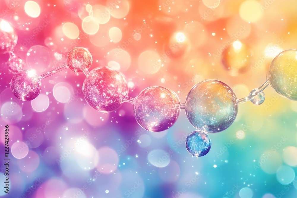 Aufkleber colorful abstract representation of molecular structures glowing with light effects in a vibrant bac