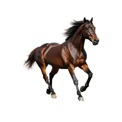 Obraz premium Majestic brown horse running gracefully in open fields of nature