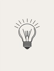 Bright idea light bulb illustration with rays emanating from the top. Generative AI