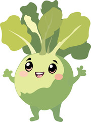 Brassica oleracea Gongylodes Group, cute cheerful vegetable Kohlrabs, proper nutrition, super vegetable