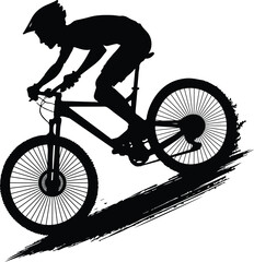 Obraz premium silhouette of a person riding a bicycle - Silhouette of a cyclist, mountain bike rider silhouette